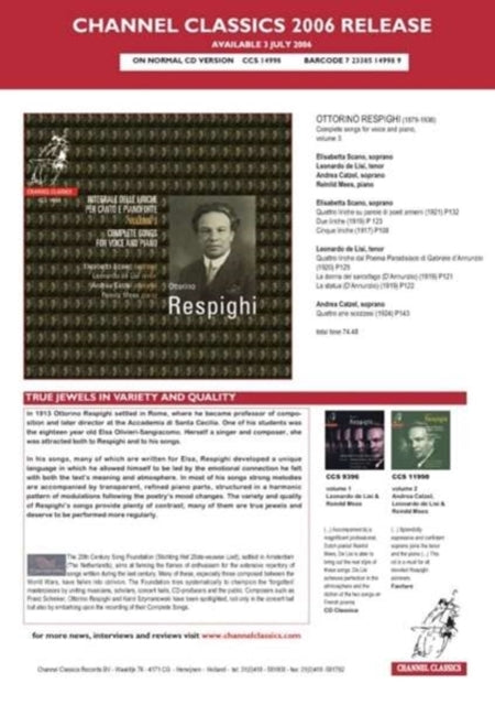 Respighi Complete Songs For Voice Vol3