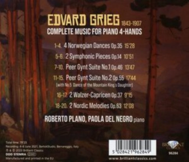 Grieg Complete Music For Piano 4-hands