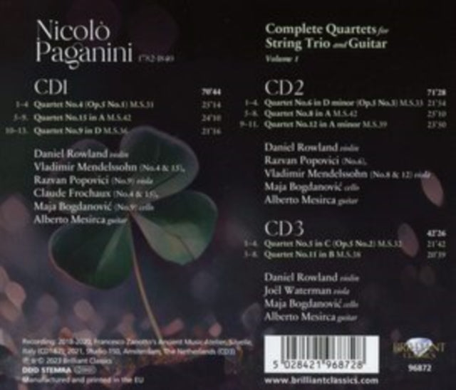 Paganini Complete Quartets For String Tr