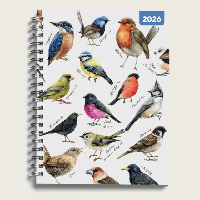 Garden Birds Illustrated 2026 A5 Spiral