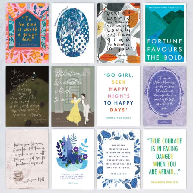 Classic Book Quotes 12 Postcards Set