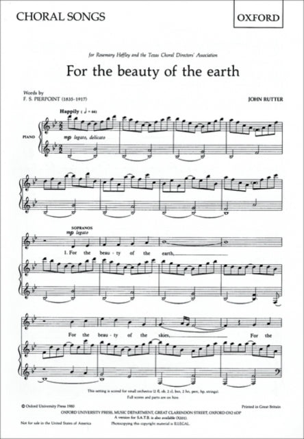 For The Beauty Of The Earth By Unknown