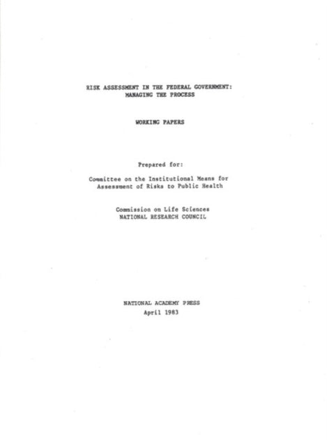 Risk Assessment In The Federal Governmen