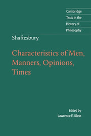 Characteristics Of Men Manners Opinions By Shaftesbury, Anthony