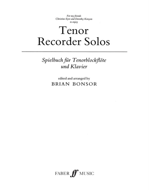 Tenor Recorder Solos Part