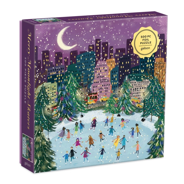 Merry Moonlight Skaters 500 Piece Foil By Galison  Joy Laforme