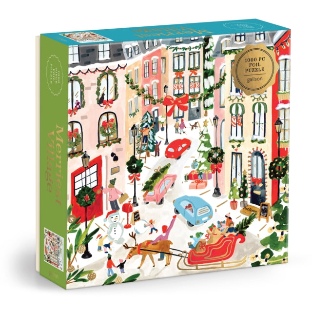 Merriest Village 1000pc Foil Puzzle By Galison  Galison