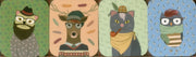 4 Mini Pads Hipster Animals
