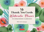 16 Watercolor Flowers Thank You Cards By Tuttle Studio (ed)