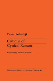 Critique Of Cynical Reason By Sloterdijk, Peter