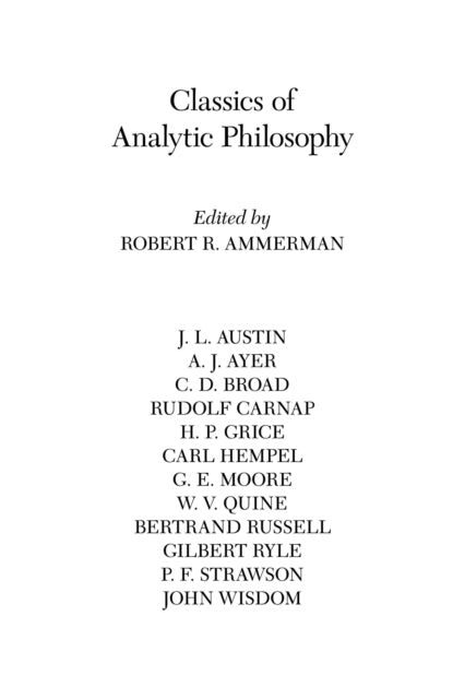 Classics Of Analytical Philos