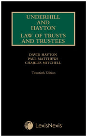 Underhill & Hayton Law Of Trusts & Trust By Matthews, Professor