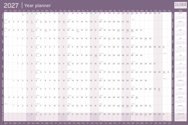 Essential Roll Planner Calendar 2027