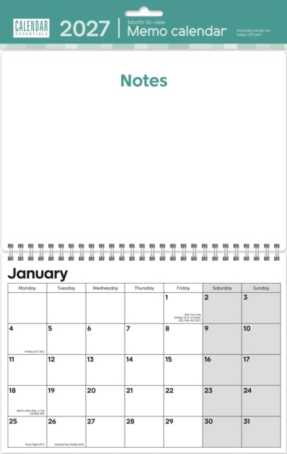 Essential Memo Cal Planner A3 Cal 2027