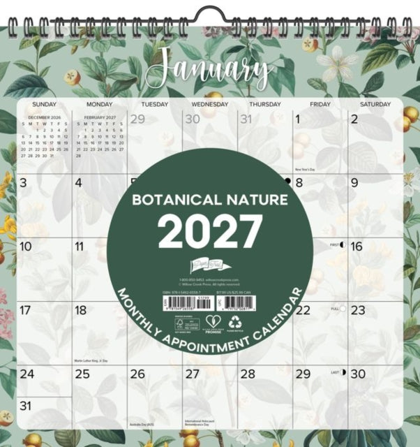 Botanical Nature 2027 12 X 12 Spiral Wal By Willow Creek Press