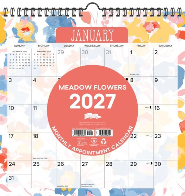 Meadow Flowers 2027 12 X 12 Spiral Wall By Willow Creek Press