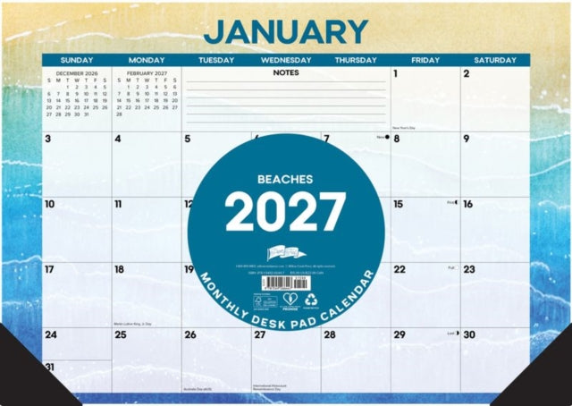 Beaches 2027 17 X 12 Monthly Deskpad By Willow Creek Press