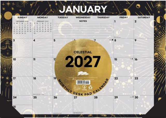 Celestial 2027 17 X 12 Monthly Deskpad By Willow Creek Press