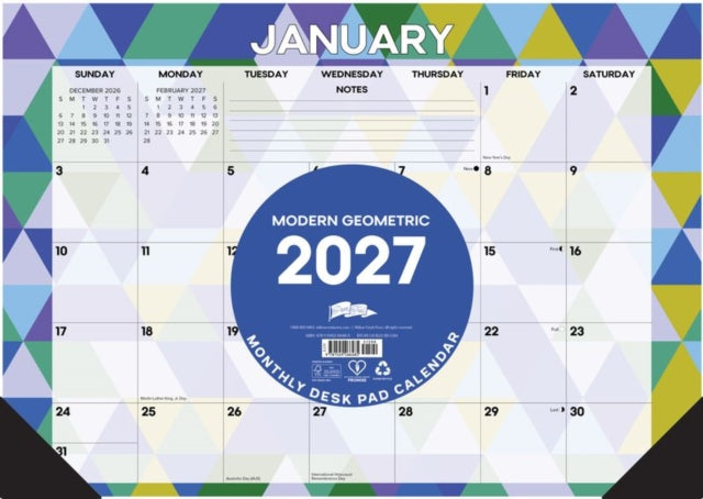 Modern Geometric 2027 17 X 12 Monthly De By Willow Creek Press