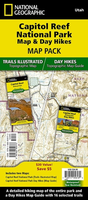 Capitol Reef Day Hikes National Park Map By Nat Geo Maps