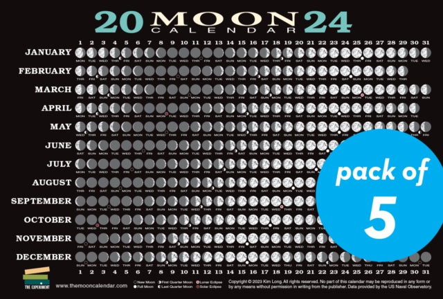 Moon Calendar Card 5 Pack 2024