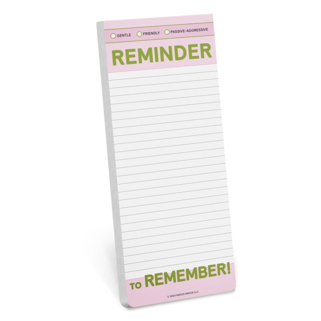 Reminder To Remember Make A List Pad