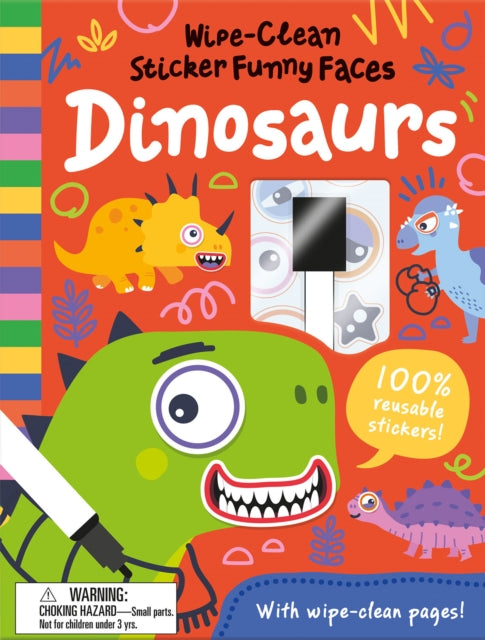 Wipe Clean Sticker Funny Faces Dinosaurs