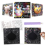 Scratch Art 3d Posters Unicorn & Friends