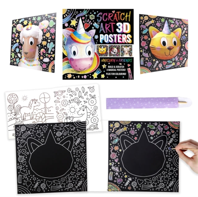 Scratch Art 3d Posters Unicorn & Friends