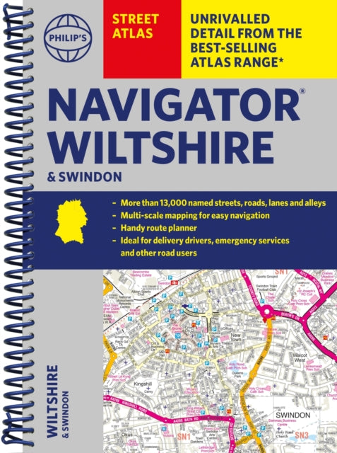 Navigator Wiltshire & Swindon Spiral By Philips Maps