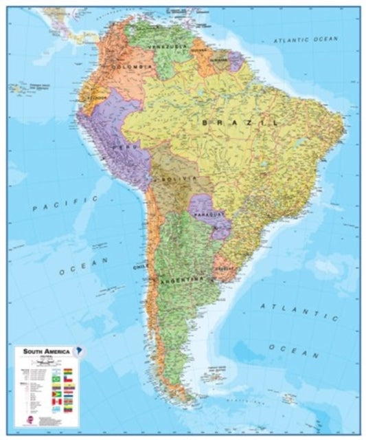 America South Flat Laminated Map Mi