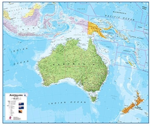 Australasia Flat Laminated Map