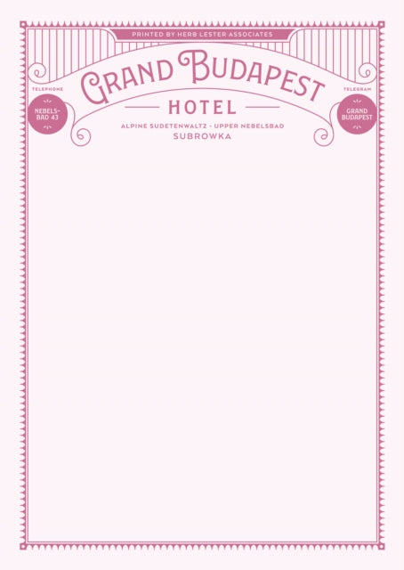 Fictional Hotel Notepads Grand Budapest