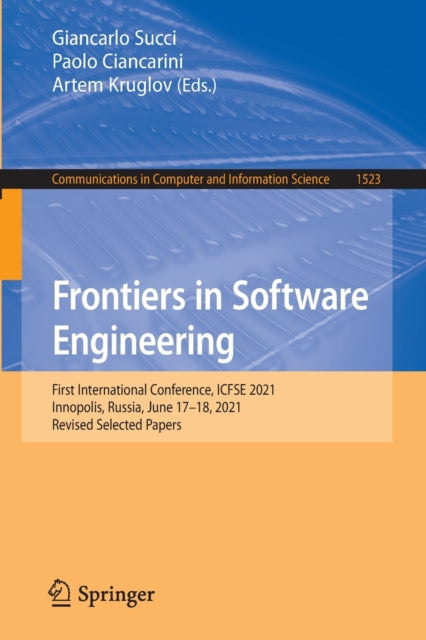 Frontiers In Software Engineering : Firs