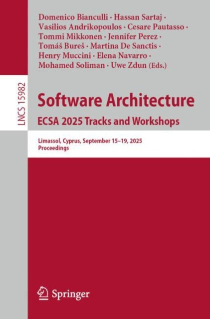 Software Architecture. Ecsa 2025 Tracks By Bianculli, Domenico