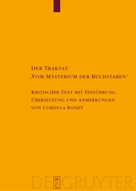 Traktat Vom Mysterium Der Buchstaben: Kr