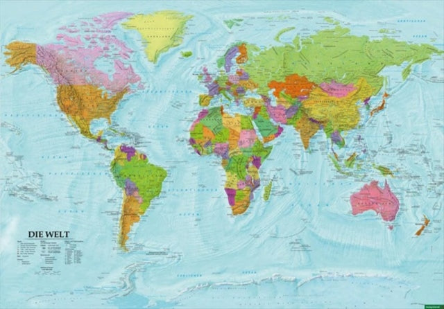 World Political Physical Wall Map 120m