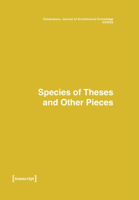 Dimensions. Journal Of Architectural Kn By Meike Schalk