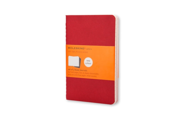 Moleskine Ruled Cahier L Red Cover 3 Set