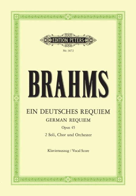 German Requiem Op 45 Vocal Score By Brahms, Johannes