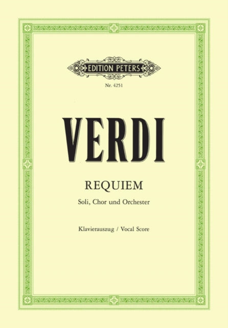 Requiem Vocal Score By Verdi, Giuseppe