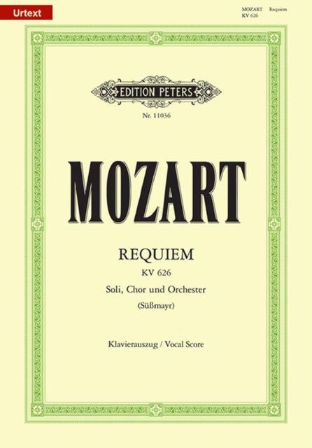 Requiem K626 Vocal Score Urtext By Mozart, Wolfgang Ama