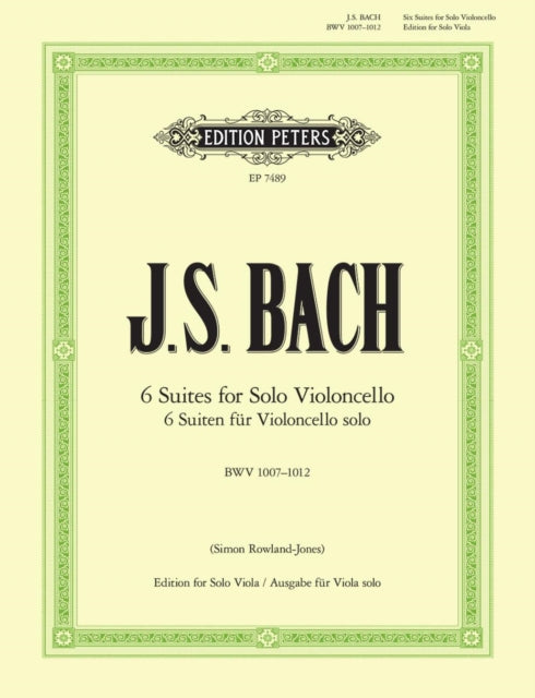 6 Cello Suites Arr For Viola By Bach, Johann Sebasti